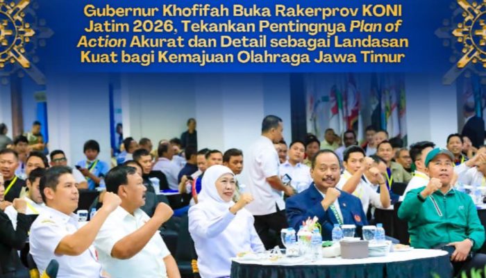 Gubernur Khofifah Indar Parawansa Buka Rakerprov KONI Jatim 2026, Tekankan Pembinaan Atlet Sejak Dini