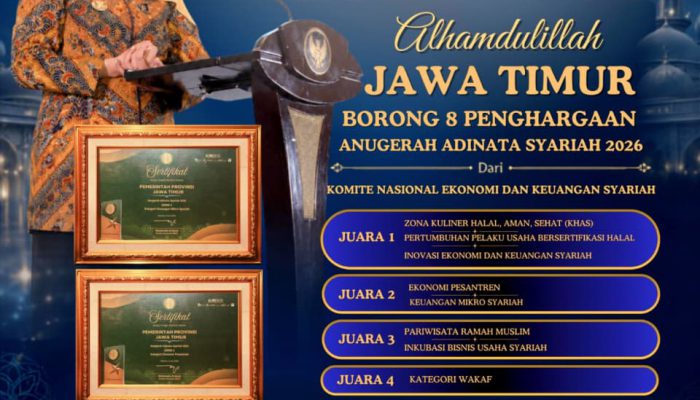 Gubernur Khofifah Tegaskan Komitmen Perkuat Ekonomi Syariah Usai Jatim Borong Delapan Penghargaan Adinata Syariah 2026