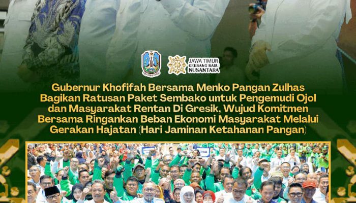 Khofifah: Bantuan Sembako Gerakan Hajatan Perkuat Ketahanan Pangan dan Jaga Kesejahteraan Masyarakat Rentan