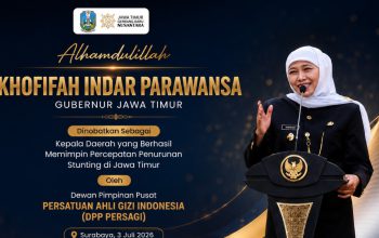 Gubernur Khofifah Terima Penghargaan Persagi, Sukses Turunkan Prevalensi Stunting Jatim