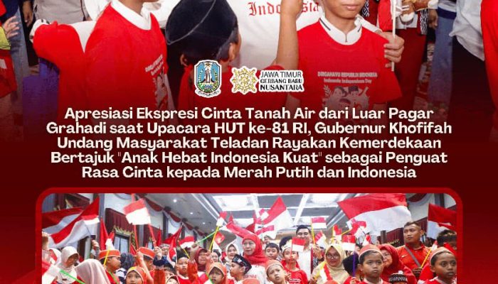 Hormat Sang Merah Putih Jadi Momen Istimewa, Gubernur Khofifah Ajak Anak-Anak ke Grahadi