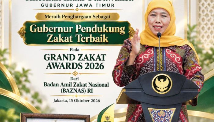 Perkuat Zakat untuk Pendidikan dan Ekonomi, Khofifah Raih Grand Zakat Award 2026